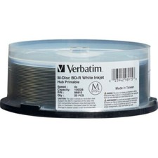 M DISC VERBATIM BD-R DL 100GB 4X White Inkjet Hub Printable 25 pk Spindle 98915