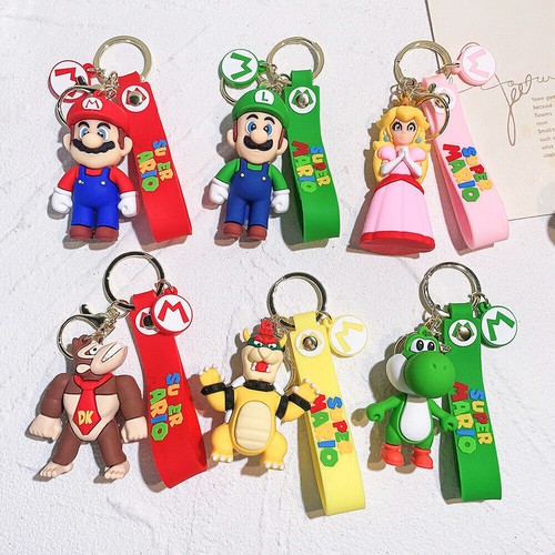 Keychain Keyring with Super Mario YoshiBowser Princess Peach Donkey Kong Figure⊹ - Picture 2 of 18