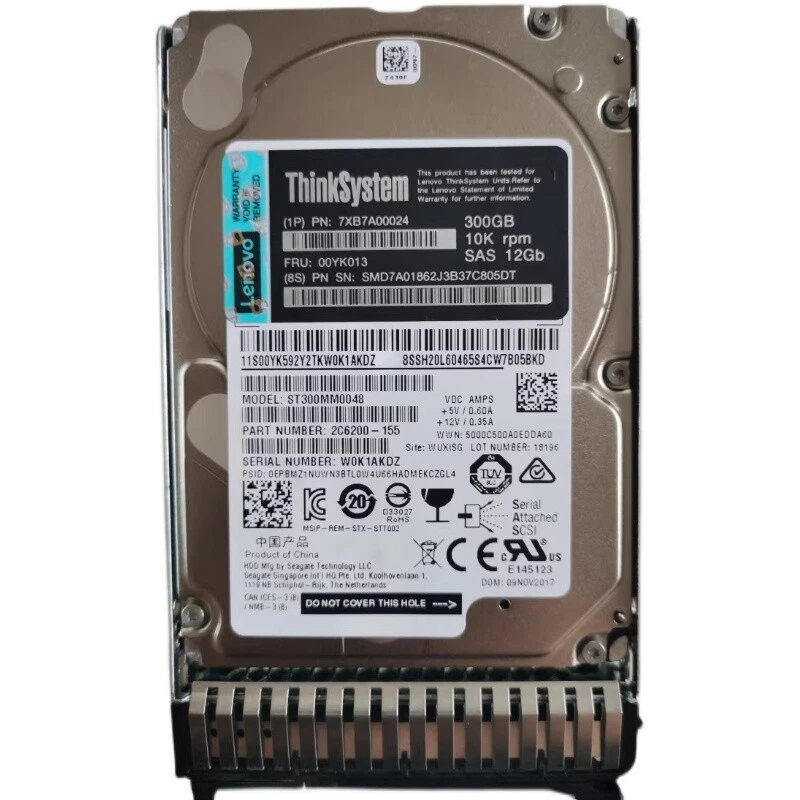Lenovo 00YK013 7XB7A00024 300GB 10K SAS 12Gb 2.5" Hot Swap 512n HDD Hard Drives - Image 2 of 4