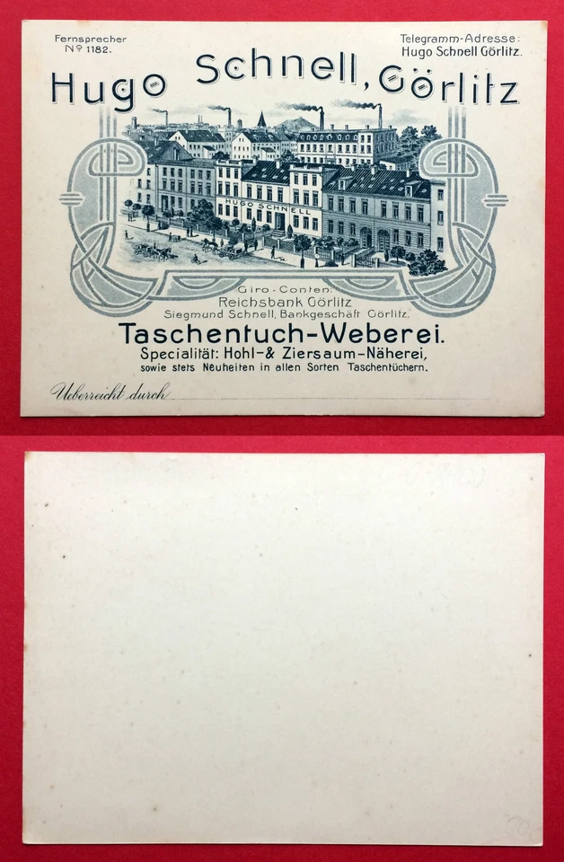 Jugendstil Reklame Vertreter AK GÖRLITZ Hugo Schnell Taschentuch Weberei ( 12084 - Bild 1 von 1