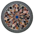30" Round Marble Table with geometric Inlay – Handmade geometric Art