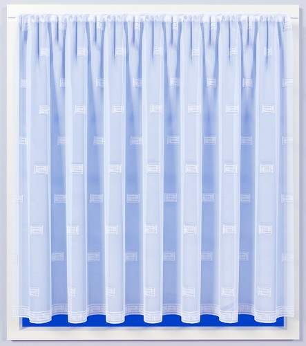 Thick White Squares net curtain with all over Design and beautiful border (2158) - Picture 1 of 3