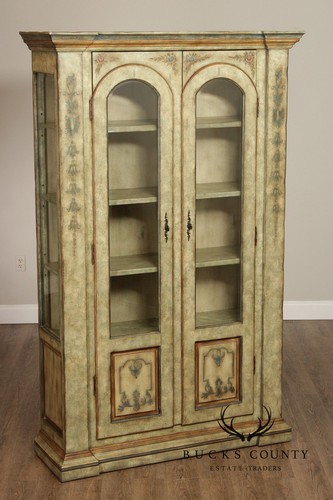 Tuscan Style Painted Two-Door Bookcase China Cabinet - Picture 2 of 16