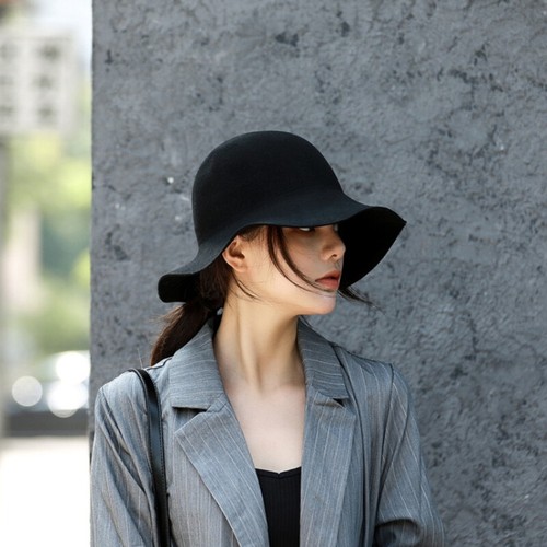 Lady Wool Blend Hat Retro Winter Warm Felt Bucket Bowler Hat Holiday Chic Party - Bild 4 von 20