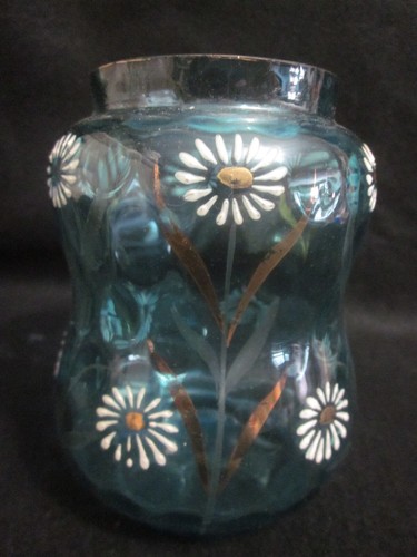 Pinzas antiguas victorianas PAIRPOINT #600 ricino pintado a mano vidrio azul 2pr - Imagen 11 de 22