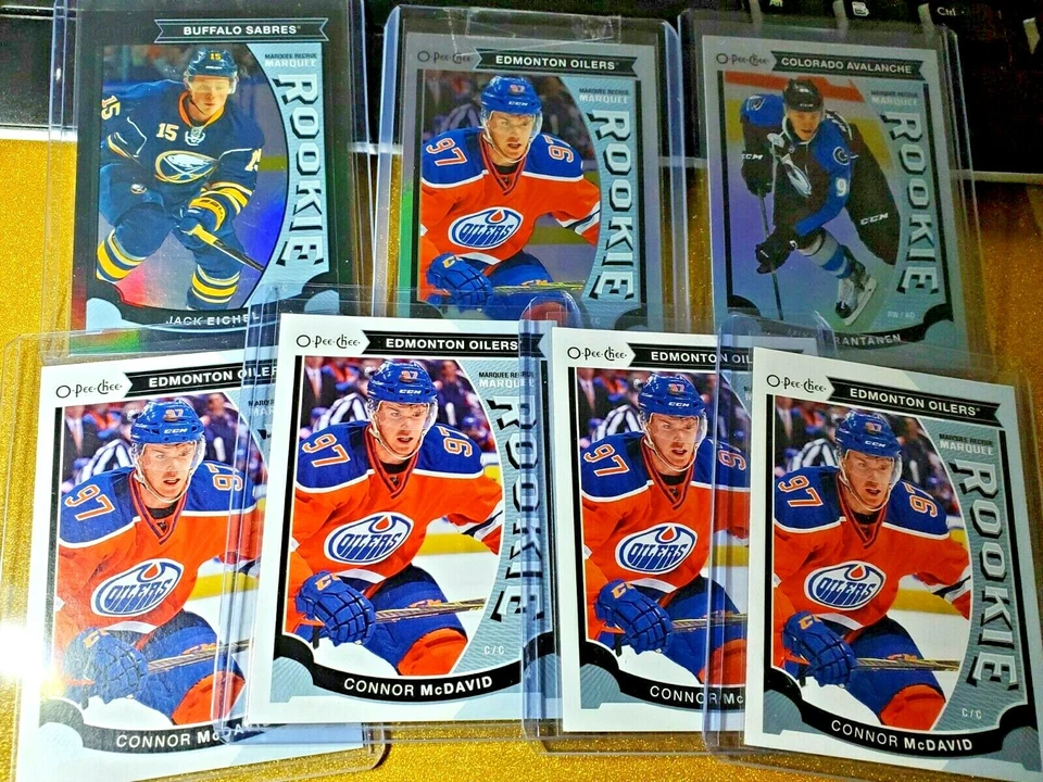 2015-16 O-Pee-Chee Hockey Marquee Rookie Rainbow Foil Black Red Connor McDavid - Image 2 of 3