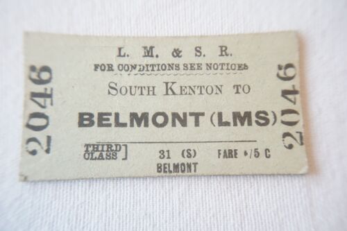 Eisenbahnfahrkarte South Kenton nach Belmont LMS von 1928