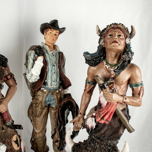 Indio Chiefs Cheyenne Lakota Sioux Vaquero 4 Estatuillas De Colección Estatuas Esculturas - Imagen 3 de 12