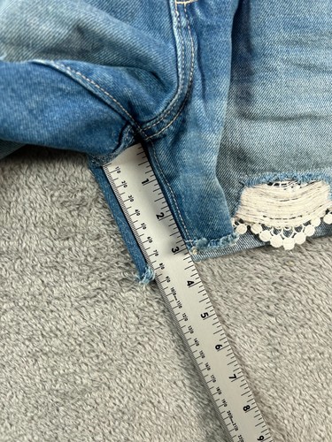 Old Navy Girls 14 Denim Shorts Lace Trim Blue Jean Cut Off Adjustable Waist - Picture 7 of 12