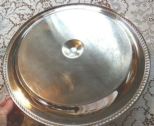 Versilbertes 15" rundes Tablett mit mittlerer Schale von Wm Rogers 866A - Bild 8 von 9