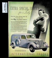 1937 International Trucks Light Delivery Woman Fur Coat Vintage Print Ad 31732