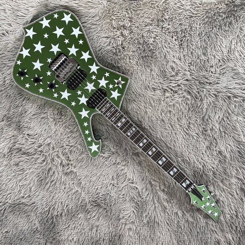 Iceman Electric Guitar Candy green and silver sparkles Chrome Parts 6 Strings - Picture 20 of 23