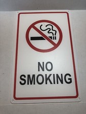 NO SMOKING Cigarettes Plastic Sign White Red 11x7” Self adhesive tape or Screws