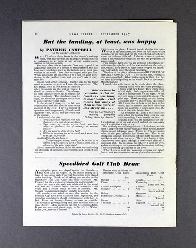 BOAC NEWS LETTER STAFF MAGAZINE SEPTEMBER 1947 B.O.A.C. FLYING BOATS - Picture 7 of 7