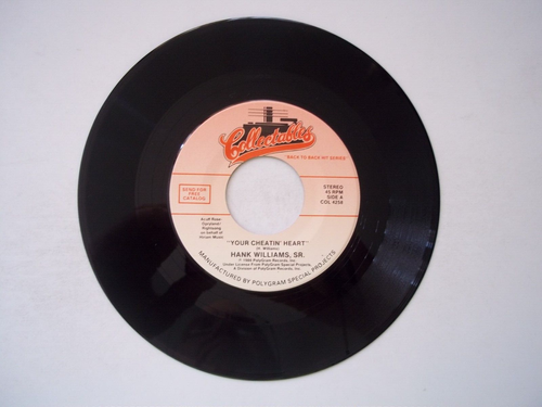 HANK WILLIAMS, SR. - Your Cheatin' Heart / Cold Cold Heart 45 RPM 7" Record 1986 - Foto 3 di 6
