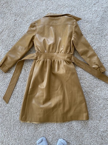 Vintage Damen Neusteters Vinyl Leder Mantel Jacke Braun Größe 12 - Bild 8 von 14