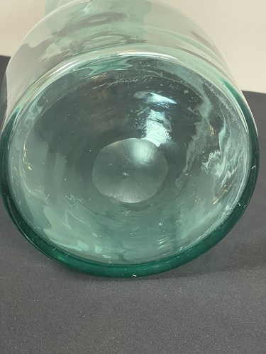MCM Aqua Blue Glass Decanter Bottle with Stopper 15" Retro Decor - Picture 6 of 11