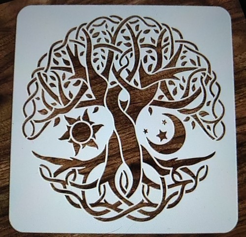 GROSSER KELTISCHER BAUM DES LEBENS wiederverwendbare Schablone Airbrush Malerei usw. Neu 30x30cm - Bild 1 von 4