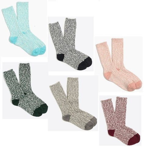 J Crew Womens & Mens Camp Socks One Size Cotton Blend SIX Colors Warm Winter - Picture 2 of 15