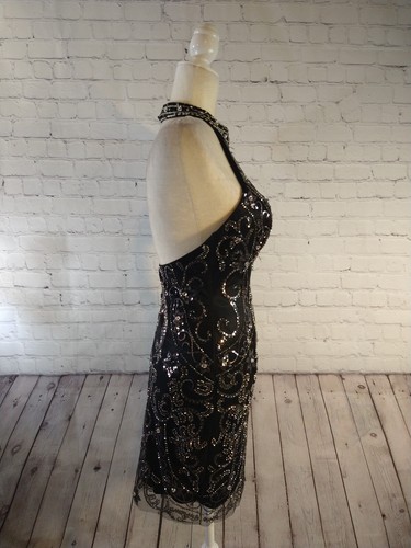 AMELIA COUTURE schwarzes Perlen Neckholder Cocktail / Party Kleid - GR. 6 / WUNDERSCHÖN!! - Bild 13 von 15