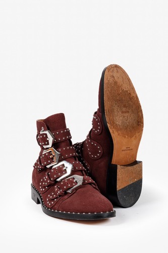 Givenchy Elegant Burgundy Suede Studded Boots, Size 35 - Picture 4 of 9