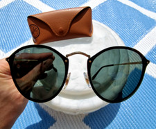 Ray-Ban ' Blaze Round RB 3574-N ' Black/Gold Sunglasses Made In Italy ***RARE
