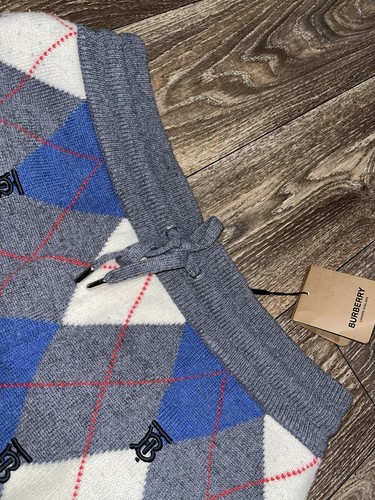 Burberry Grey Monogram Argyle Wool/Cashmere Blend Shorts Men’s L - Picture 3 of 11