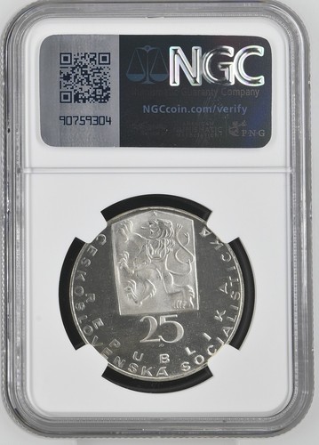 1969 Czechoslovakia 25 Korun Silver coin NGC PF 68 Cameo  J.E. Purkyne - Picture 2 of 2