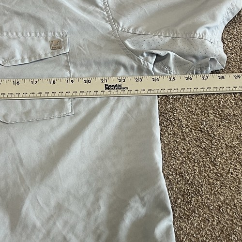Camisa de Pesca Huk Para Hombres XL Azul Manga Corta Abotonada Rendimiento Exterior Ventilada - Imagen 6 de 24
