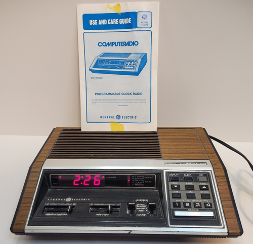 Vintage GE Modell 7-4870A programmierbarer Dual Radiowecker funktioniert super! Handbuch