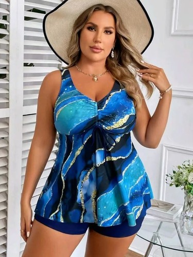 New Women Plus size Sexy Tankini Set w/Shorts Swimsuit Traje de Baño Mujer - Picture 14 of 19