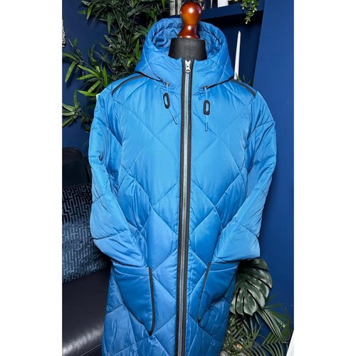 Lands End Primaloft Long Puffer Coat Light Blue Womens Large Polyester Hooded - Picture 2 of 9