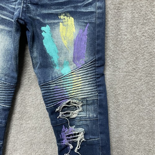 Boys Encrypted Paint Splatter Denim Jeans Distressed Size 6 - Picture 2 of 12