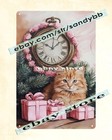 Clock & Kitten tin sign holiday decor
