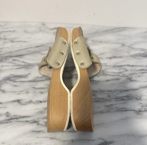 Dr Scholls Original Wooden Exercise Sandal Clog Gold /Gold Made in Italy Sz 10 - Picture 6 of 8