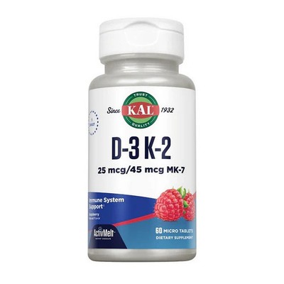 D-3 K-2 ActivMelt Red Raspberry 60 Tabs 1;000 IU by Kal