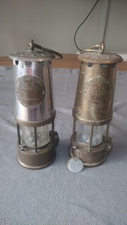 Pair of Miners lamps Eccles Miners Protector Lamp Safety Lamp strackers deputy