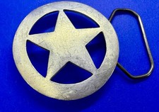 Round Texas Lone Star in Circle Ranger Sheriff Silver Color Cowgirls Belt Buckle