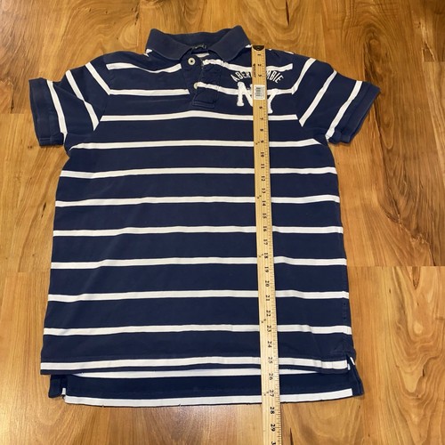 Y2K Vintage Abercrombie & Fitch Men's XL Striped Polo SS Blue Distressed NY - Bild 2 von 12