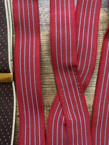 Suspenders Mens Burgundy Red/Stripes & Brown - 1 Germany 1 unknown - 1" Width - Imagen 3 de 5