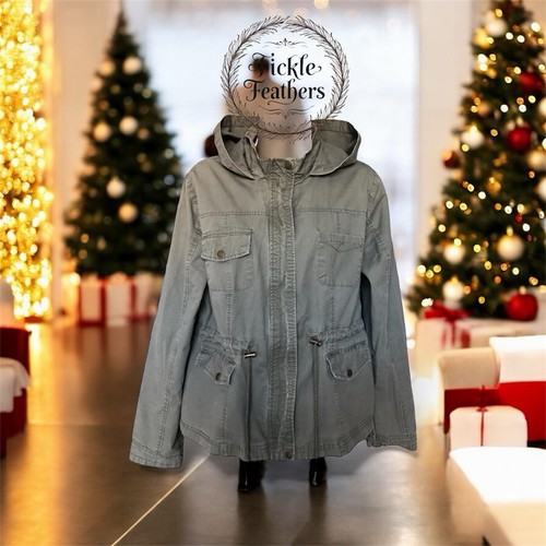 Women’s Army Green Cotton Long Sleeve Hooded Anorak Jacket New Look Brand - Picture 3 of 15