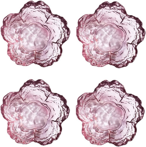 Pink Glass Bowls Set of 4, Small Dipping Dishes Sauce Plates- Japanese Sakura Fl - Picture 8 of 12