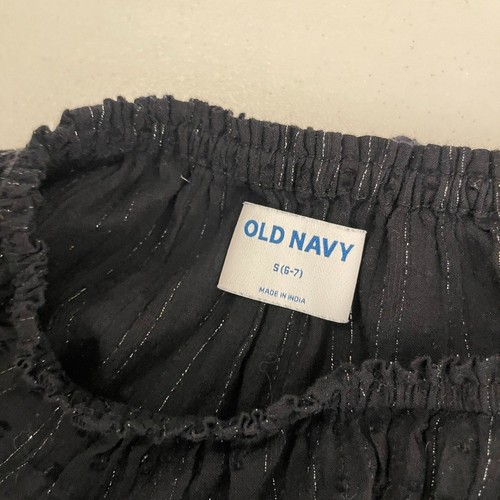 Old Navy Blouse Girl's Small Black Metallic Long Sleeve Lightweight Top - Picture 6 of 8
