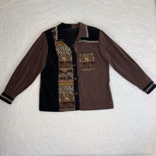 Vtg 80s-90s Christina Hope Jacket Sz L Zebra Giraffe Print Safari Velvety Soft