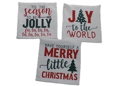 Christmas holiday throw pillow covers 17 x 17 Set of 3