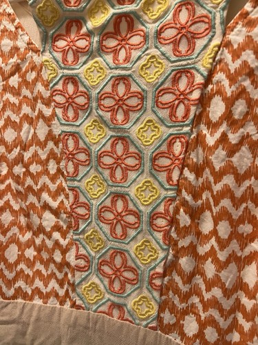 Flying Tomato Anthro Maxi Dress Size Large Teal Orange Embroidered Sleeveless - Picture 4 of 10