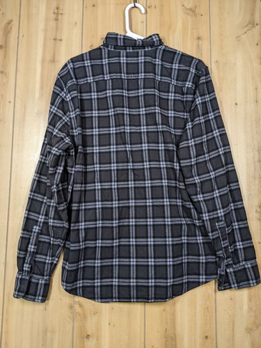 Abercrombie & Fitch Soft AF Flannel Shirt Mens Sz L Button Up Gray Plaid Pocket - Picture 3 of 9
