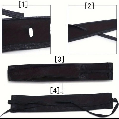 Modischer Boho Vegan Leder Gürtel Breit Korsett Stil mit Fliege Akzent Silber - Bild 4 von 11