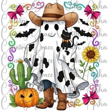 Sublimation Print Halloween Cowboy Ghost Ready To Press Paper Ink Heat Transfer