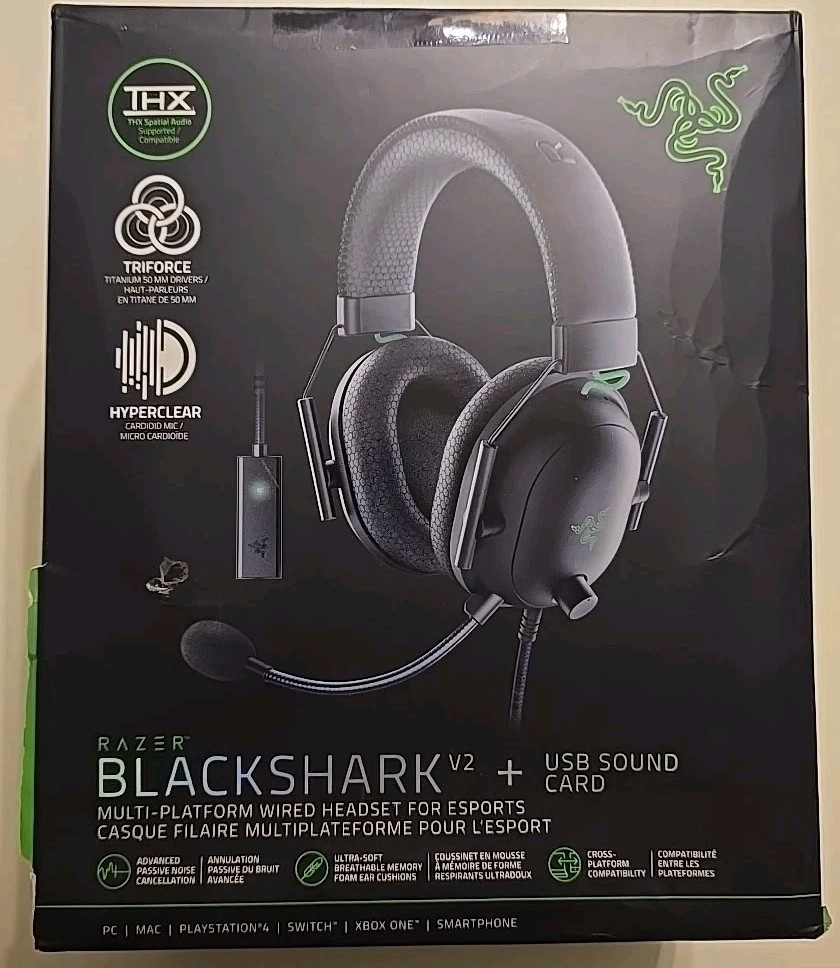NEW! Razer Black Shark V2 + USB Sound Card Open Box 811659037541| eBay